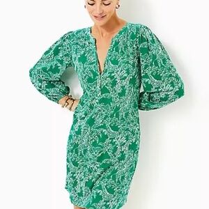 Lilly Pulitzer Emery Dress In Fiddle Leaf Green Safari M